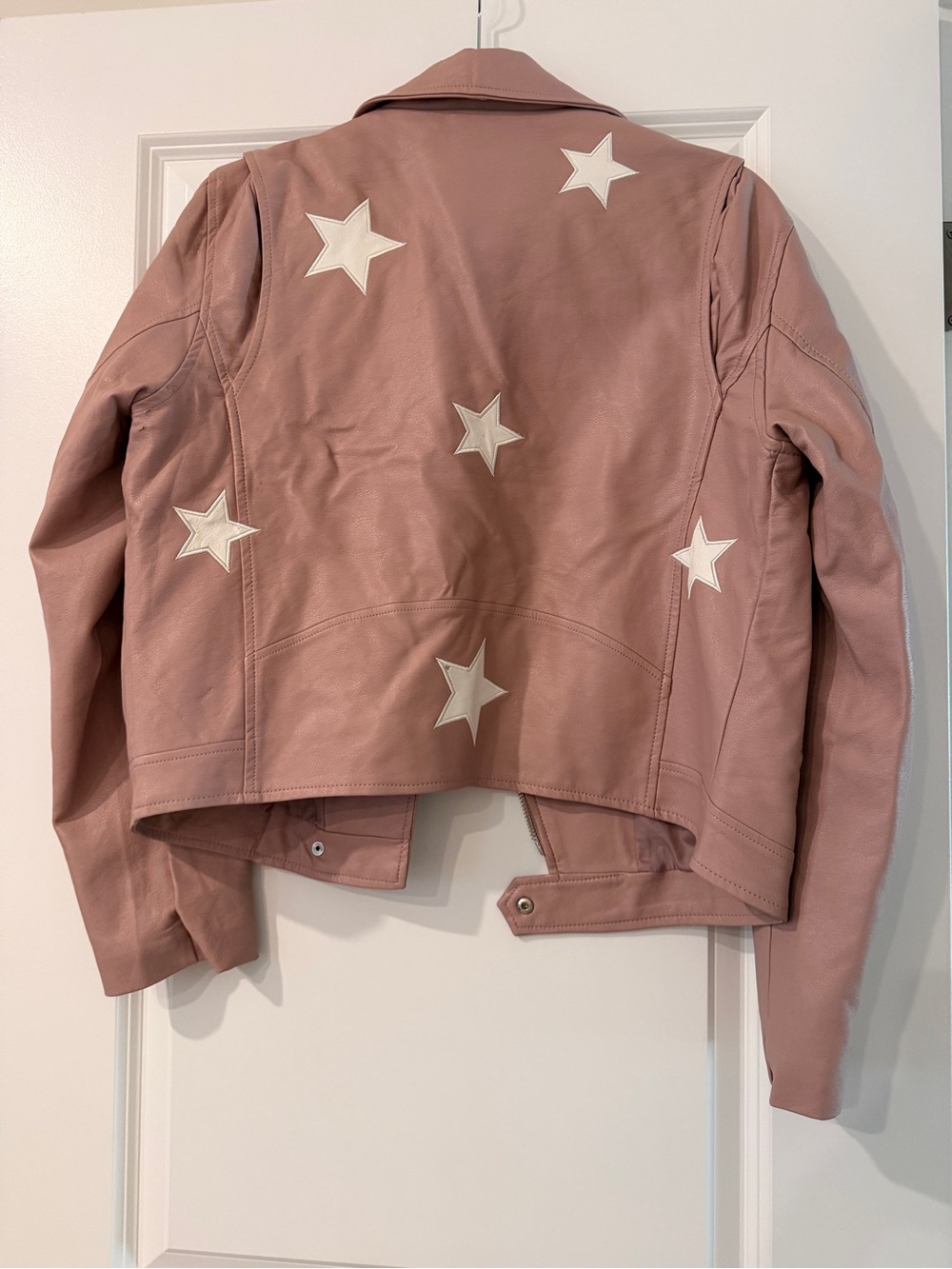 Zenana Outfitters Dusty Pink Faux Leather Star Moto Jacket - Picture 3 of 3